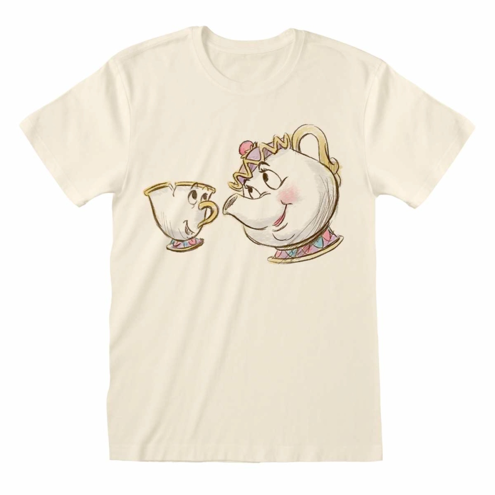 Disney Beauty & The Beast - Chip And Mrs Potts Sketch Herren T-Shirt